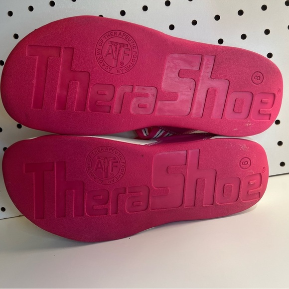 TheraSandal by TheraShoe Flip Flop Thong Therapy Molded Insole Pink Leather - Picture 12 of 14